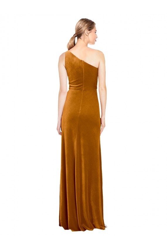 Sleek One Shoulder Long Velvet Evening Dress
