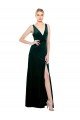 Sleek V-Neck Long Velvet Evening Dress with Side Slit