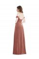Off the Shoulder Flounce Sleeve Velvet Evening Maxi Dress