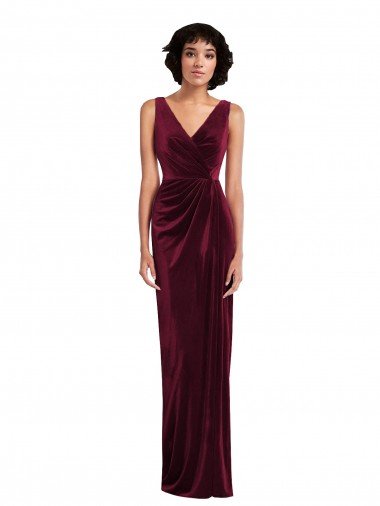 Draped Skirt Faux Wrap Velvet Evening Maxi Dress UK