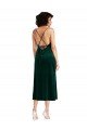 Midi Length Cowl Neck Velvet Short Slip Cocktail Evening Dress
