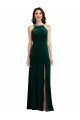 Velvet Halter Evening Maxi Dress with Front Slit