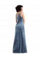 Floor Length Cowl Neck Long Stretch Velvet Evening Maxi Dress