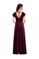 Flutter Sleeve Velvet Evening Maxi Dress with Pockets