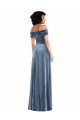 Draped Cuff Off the Shoulder Velvet Evening Maxi Dress with Pockets