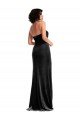 Empire Waist Stretch Velvet Evening Dress with Halter Strap