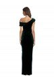 Long Asymmetric Neckline Ruched Velvet Evening Dress