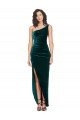 One Shoulder Velvet Front Wrap Evening Dress 
