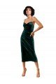 Midi Length Sleek Cowl Neckline Short Velvet Cocktail Evening Dress
